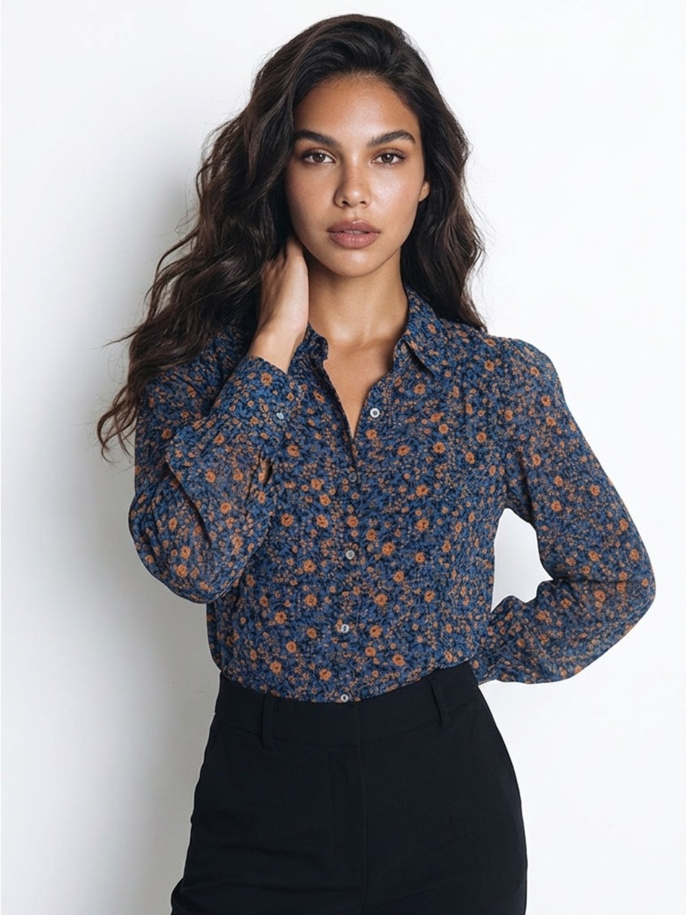 Zara Women's Blue Floral Top
